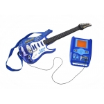 Dětská rocková elektrická kytara na baterie + zesilovač a mikrofon Blue 