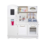 Derrson XXL Dřevěná kuchyňka bílá s příslušenstvím W5179 s LED osvětlením