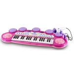 iMex Toys dětské klávesy s mikrofonem a židličkou růžové